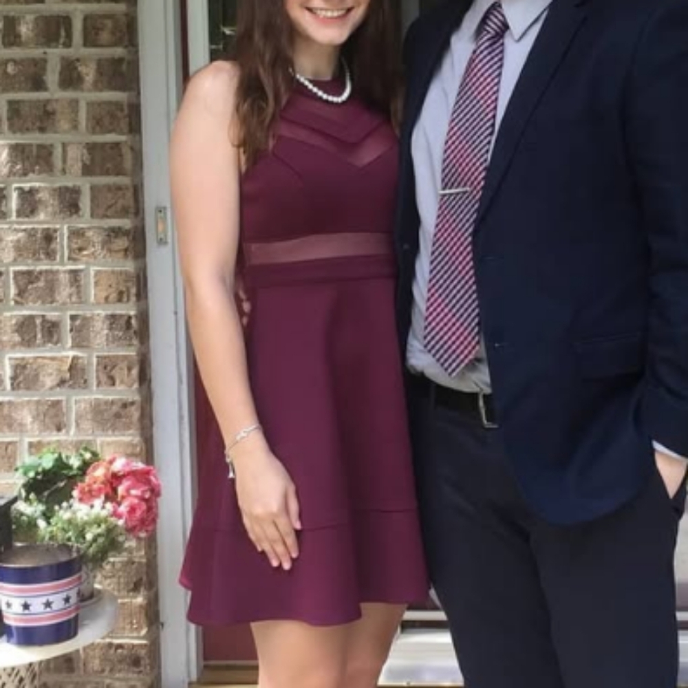 Burgundy Homecoming Or Wedding Guest Dress